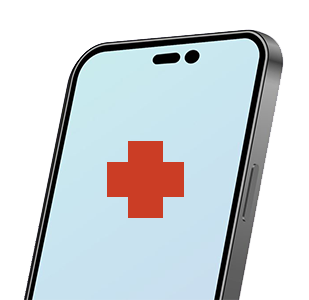 iPhone 14 with red cross